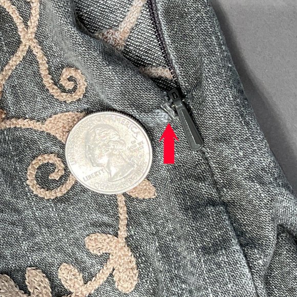 Willi Smith Gray Distressed‎ Faded Tan Embroidery Skirt Size 8 - Picture 12 of 14